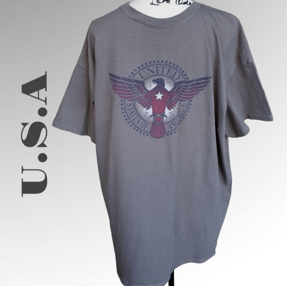 U.S.A Mens Gray Eagle Tee